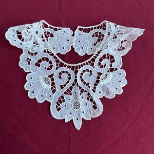 White Cotton Eyelet Embroidered Detached Bib Collar